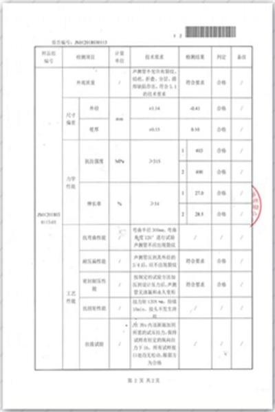 周口出厂检测报告